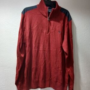 U.S. Polo Assn. Red Quarter-Zip Sweater with Black Shoulder Panels